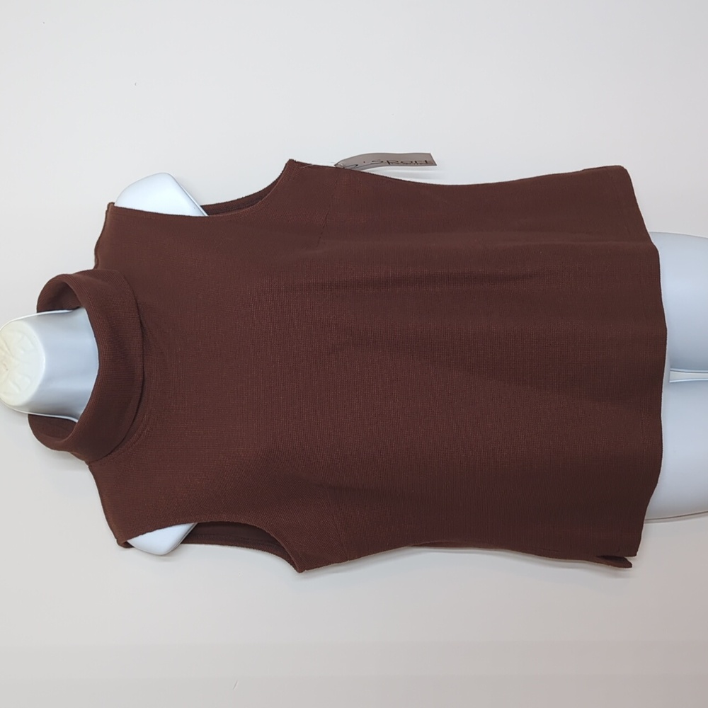 Vintage 1990s Y2K Classy Brown Turtleneck Sleeveless Blouse D'Sport Desentino MD